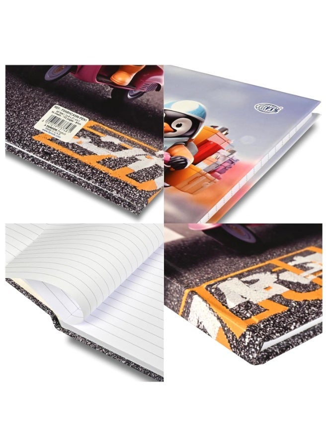 FIS® Hard Cover Notebook, Size A5(148x210mm), 96 Sheets, 192 Pages, Single Ruled, Packet of 5 Pieces, Penguin Design 1-FSNBHCA596-PEN1 - Image 3